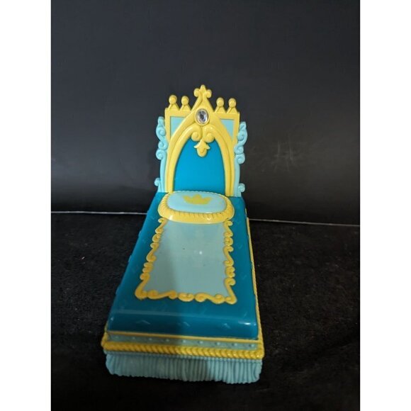 Polly Pocket Cinderella Bedroom Set Bed teal yellow 5 inch Dollhouse furniture - Picture 2 of 4
